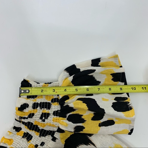 Who What Wear Linen Graphic Cat Smocked Off The Shoulder Short Sleeve Blouse Nwt - Picture 16 of 16